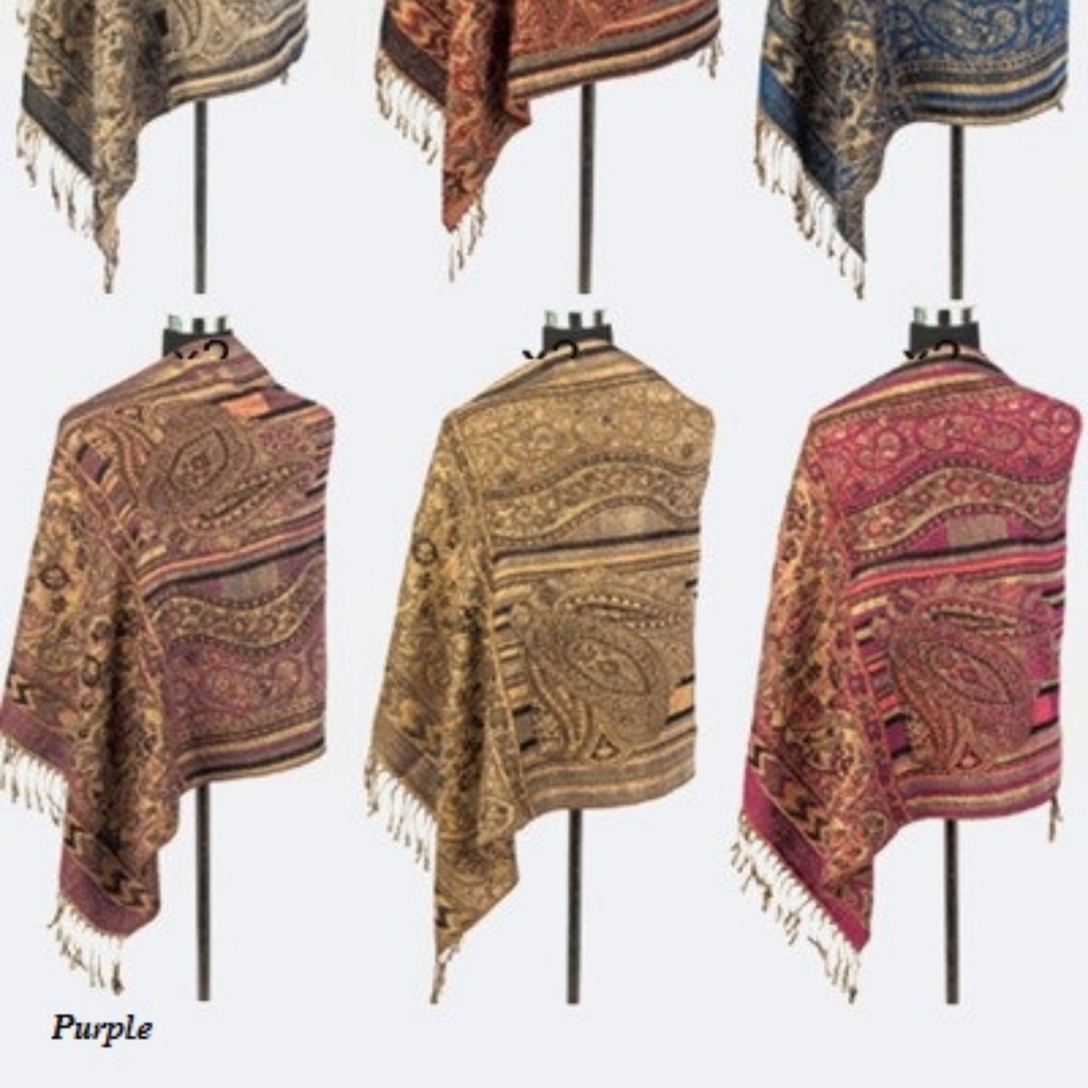 Paisley Pattern Pashmina Fringe Shawl Scarf Wrap - Picture 2 of 3